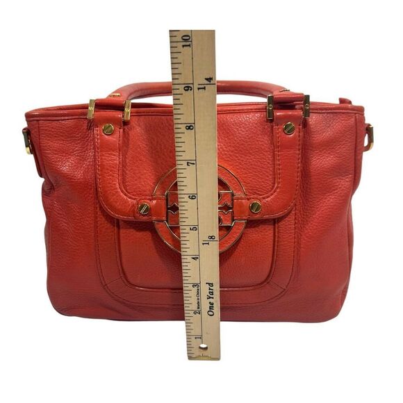 Tory Burch Red Leather Shoulder or Hand Bag w Gold detail Amanda Bag - Picture 10 of 11